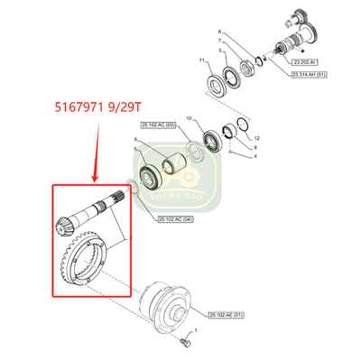 Teile für das Getriebe der Vorderachse 9/29T 5167971