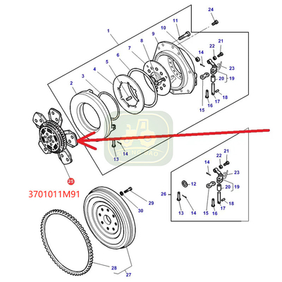 Dauerhafte Ersatzteile Kupplungssystem 3701011M91 Kupplungsscheibe für MF-Traktor