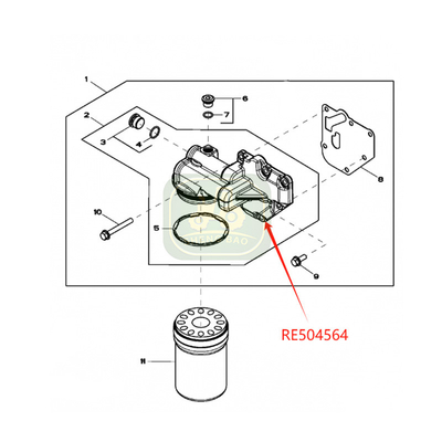 Motorsystem RE504564 R502505 Ölfilterkopf für -Traktoren