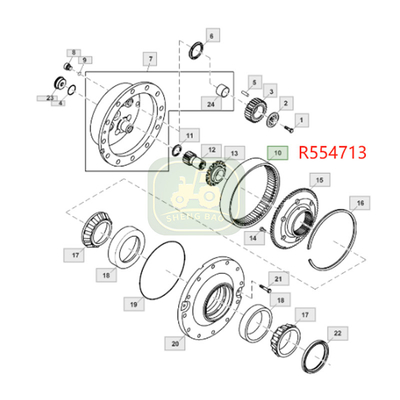 Antriebssystem 70T R554713 R229687 Ringgetriebe für JD-Traktor